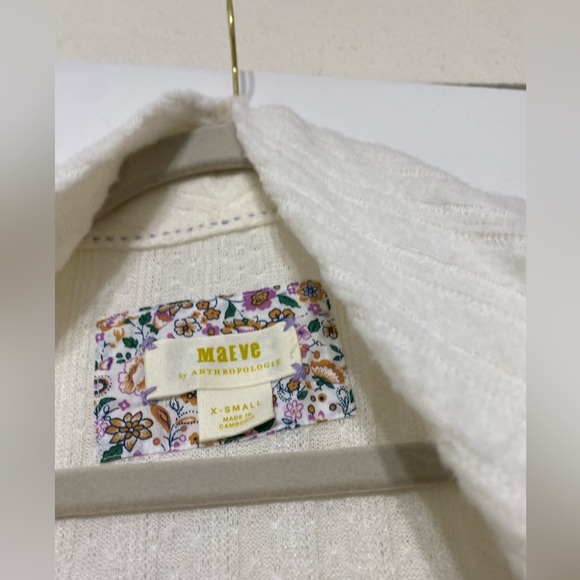 MAEVE By Anthropologie Ivory Wrap Front sweater size XS - Picture 5 of 6